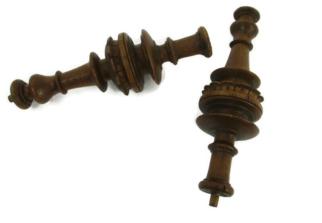 2 Large Reclaimed Carved Wood Large Spindles Balusters Trim Posts Pillar Salvage