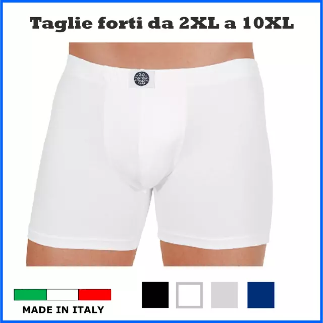 Mutande Boxer da uomo taglie forti intimo in cotone elasticizzato Made in italy