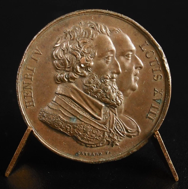 MEDAILLE LOUIS XVIII RETABLISSEMENT DE LA STATUE D’HENRI IV c1820 EUR ...