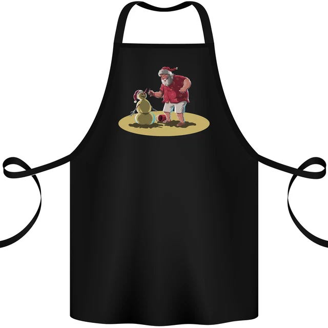 Christmas Beach Santa Clause & Snowman Cotton Apron 100% Organic