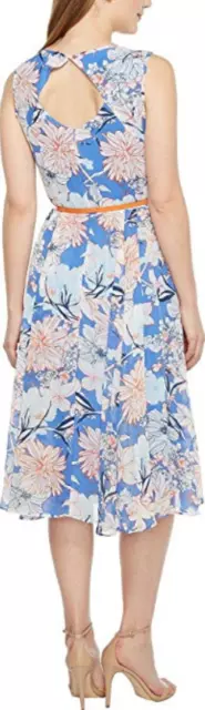Christin Michaels L41404 Women's Danielle Blue Floral Sleeveless Dress Size 12 3