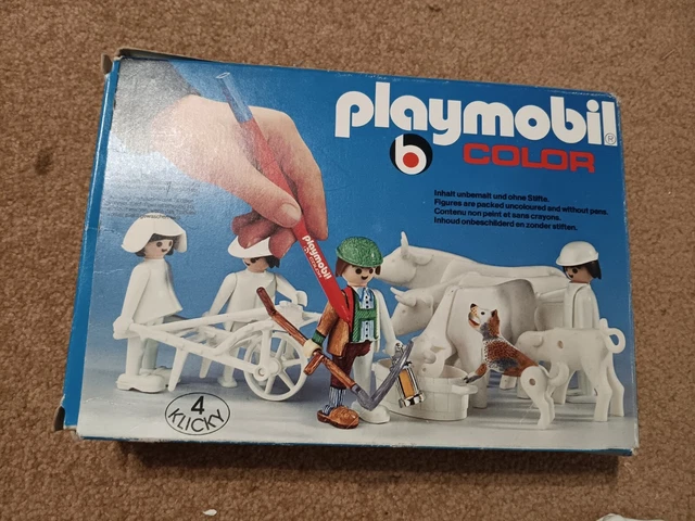 Playmobil Color 3612 - Paysans Avec Vaches - 1978 - Vintage (Boîte Abîmée)
