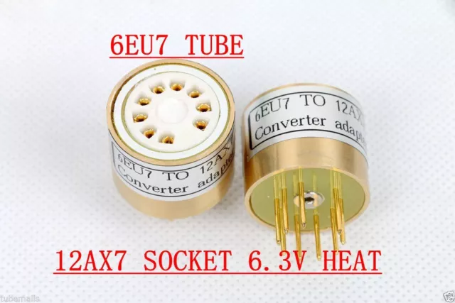 1pc*Gold RCA 6EU7(Adapter top) TO 12AX7 ECC83(Bottom) tube converter adapter 6.3