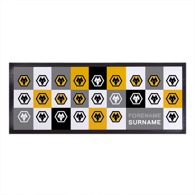 Wolves FC Officially Licensed - Chequered - Personalised Bar Runner