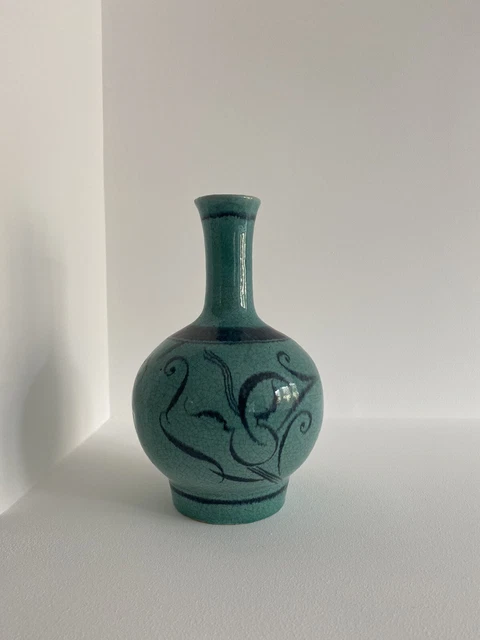 Vase Art Deco Paul Ami Bonifas / Céramique Craquelée Japonisant 1937 / TBE 22cm