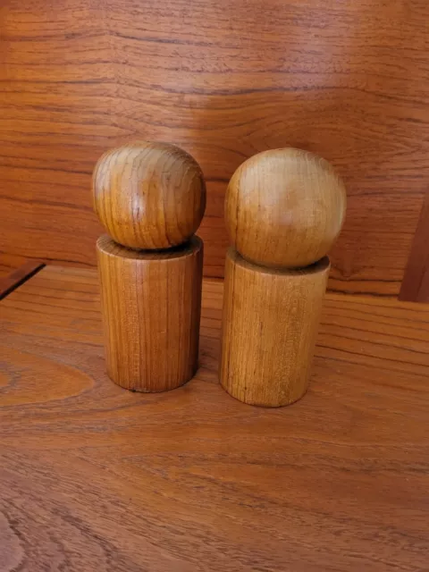 Vintage Wood Wooden Salt Pepper Shaker Set Mid Century Danish Modern Dansk STYLE