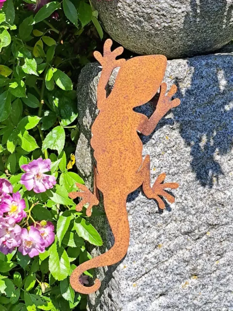 Edelrost Salamander Gecko Eidechse Figur Metall Gartendekoration