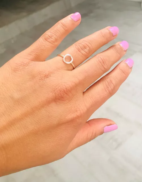 Sterling Silver 925 circle Ring Dainty Delicate Stack