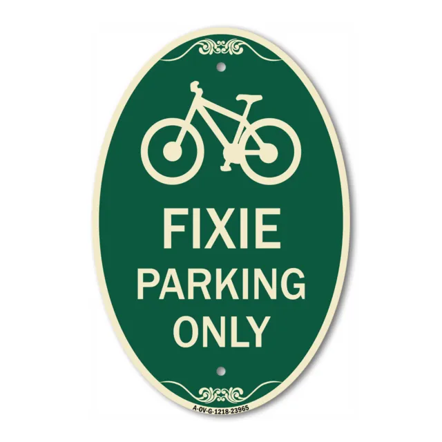 SignMission Designer Series Sign - Fixie Parking Only Sign 12" x 18" Metal Sign