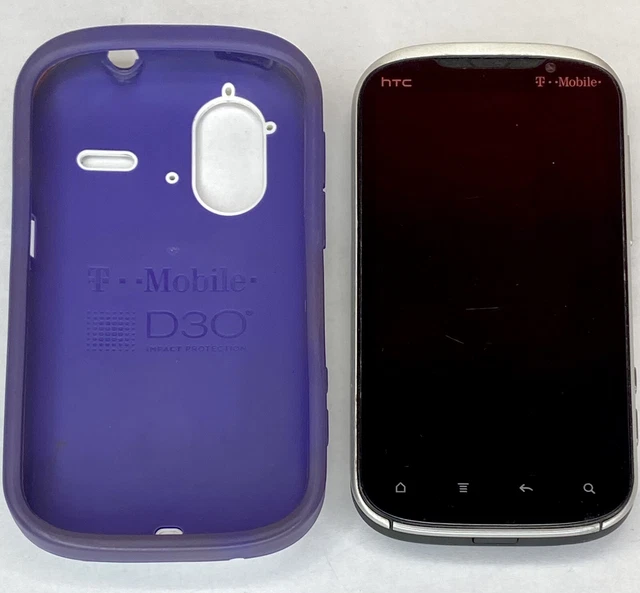 Htc Amaze 4G Silver And Black With Purple/White Case Untested