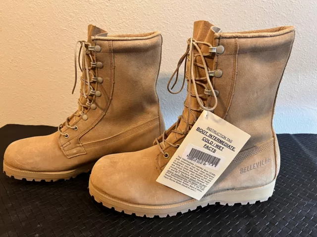 USGI BELLEVILLE GORTEX Intermediate Cold/Wet Tan Combat Boots ICWT Size 13R NWT