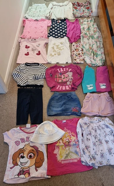 Girls age 4-5 clothes bundle 21 items spring summer see description
