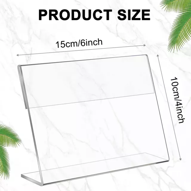 36 Pack Acrylic Sign Holder 6 X 4 Inch Clear Table Sign Holder Horizontal Slant 2