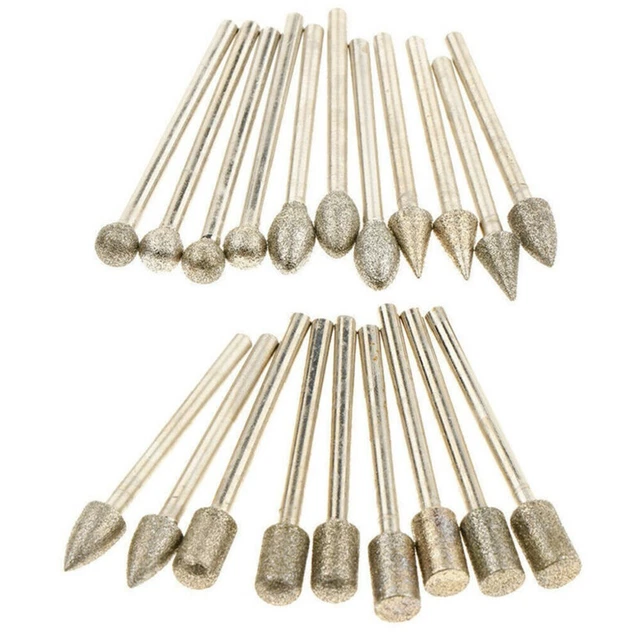 Set strumenti di rettifica diamantati per intaglio pietra e vetro per lucidatura