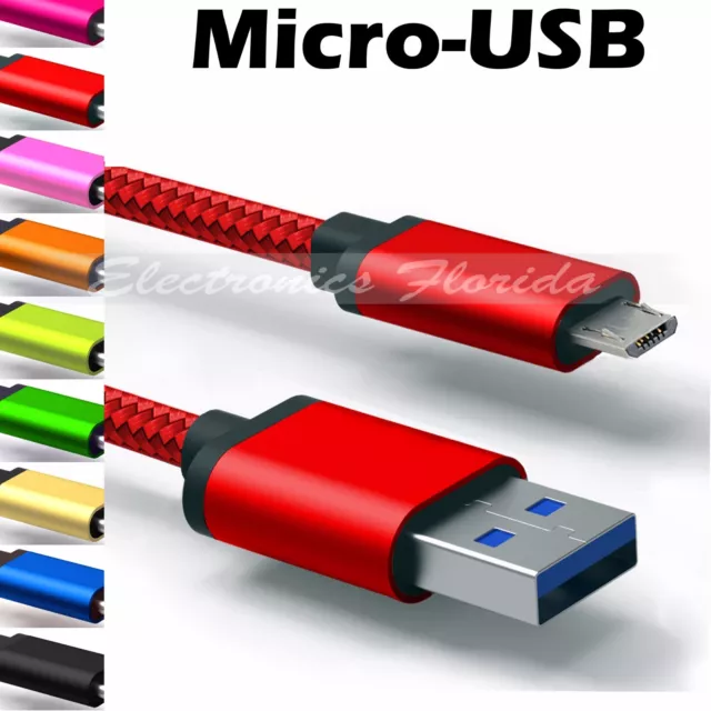 ✔ Micro USB Nylon Braided Rope Data Sync Charger Charging Cable Cord LOT