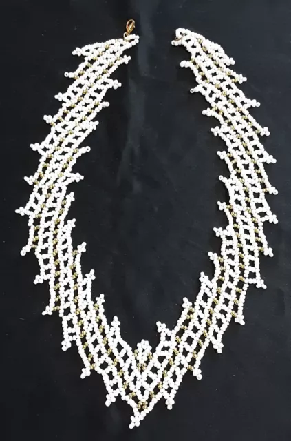 Collana/Girocollo color bianco e oro perline di vetro bigiotteria da donna