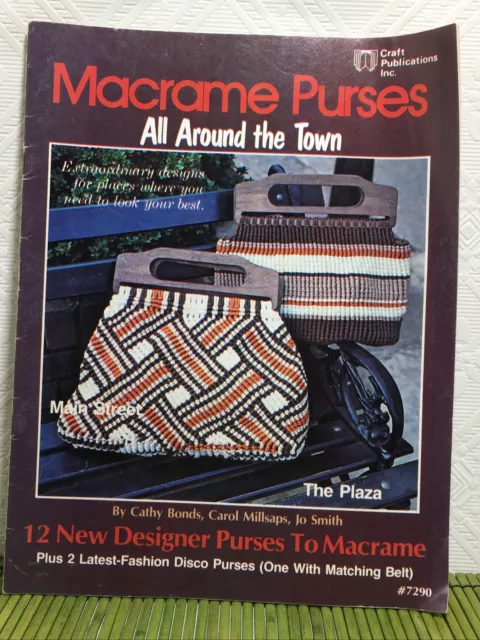 Patrones de carteras de macrame vintage en toda la ciudad 1978