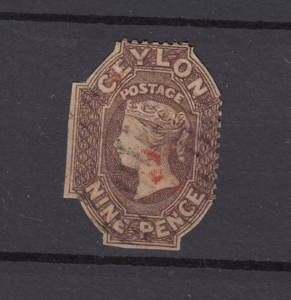 Ceylon QV 1857 9d Brown Cut To Shape SG8 Used BP9384