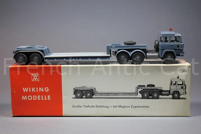 Wiking H0 Magirus 235 D LKW Modell - Kieselgrauer Pritschenhängerzug Im Maßstab 1:87