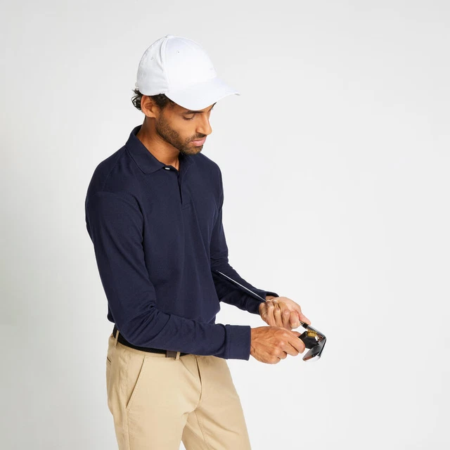 POLO SHIRT DA golf Inesis Decathlon top manica lunga MW500 blu