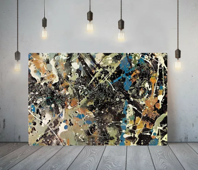 Jackson Pollock 21- Framed Canvas Artist Wall Art Paper Picture Print- Black