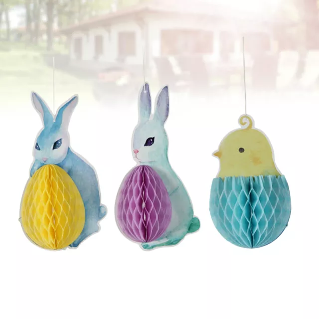 Easter Honeycomb Bunny Chick Egg Decorations (3pcs)