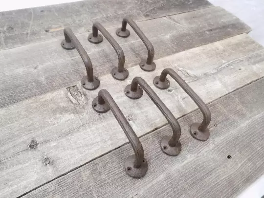 6 Rustic Barn Door Handles Drawer Cabinet Restoration Hardware Cast Iron Farm
