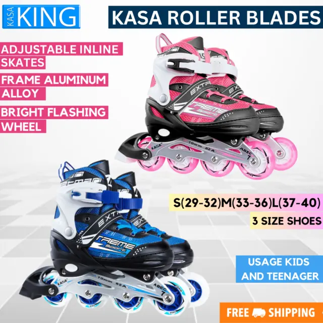 KASA Roller Blades Adjustable Roller Skating Shoes Light Up Wheels Inline Skate