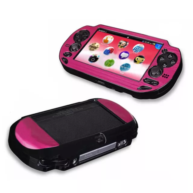 Custodia case rigido plastica+alluminio NERO / FUCSIA per Sony PlayStation VITA