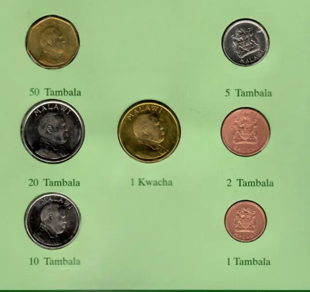 Coin Sets of All Nations Malawi 1995-1996 UNC 1 Kwacha 50,20 Tambala 96 3