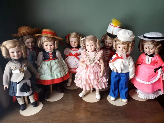 Lot Of 8 Danbury Mint Shirley Temple Porcelain 'Dolls of the Silver Screen' 14"