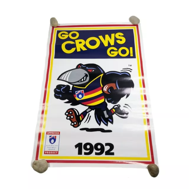 Adelaide Crows 1992 Vintage AFL Go Crows Footy Poster 50x35cm RARE HTF