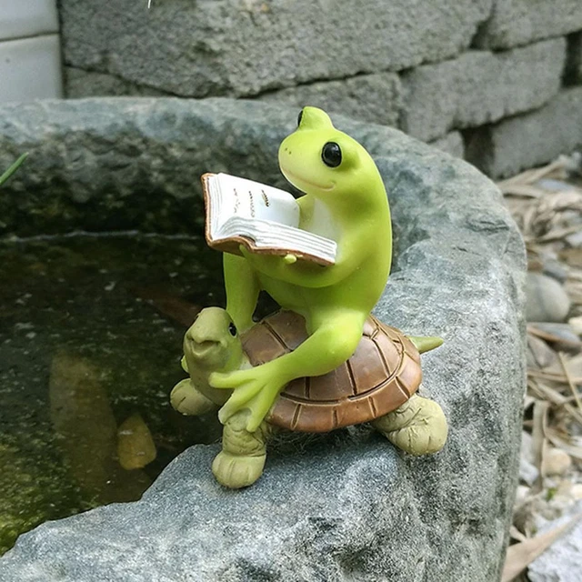 Crafts Polyresin Statue Frog Statue Figurine Fairy Garden Decor Home Decoration