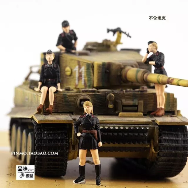 Self-made 1/72 German Armored Female Officer 4 Soldiers/Painted Finished Model