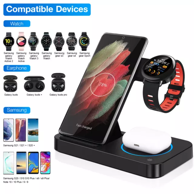 3in1 Wireless Charger Station Fast Charging Dock For Samsung Galaxy Watch Buds