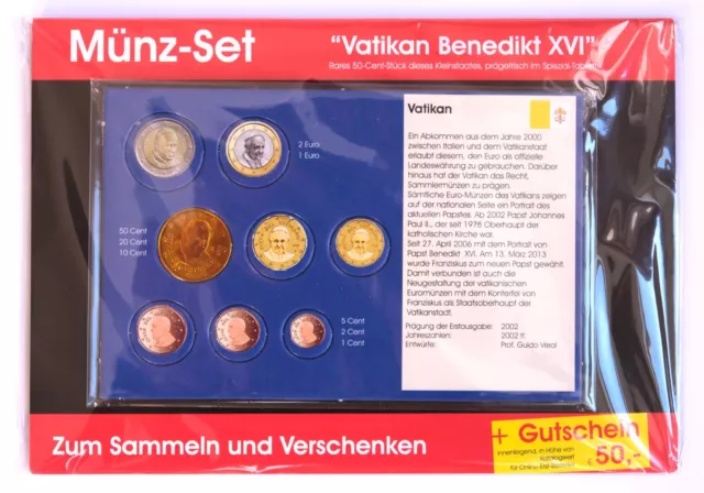 Vatikan Sondermünze Münze 50 Cent Papst Benedikt XVI. inkl. Sammelmappe neu OVP