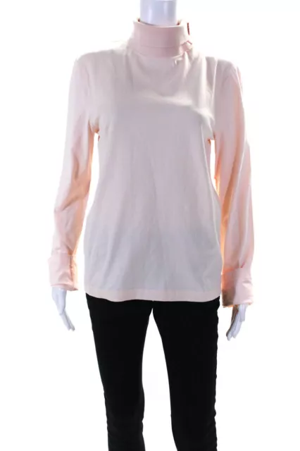 ACNE Studios Womens Long Sleeve Ribbed Turtleneck Top Tee Shirt Light Pink Small