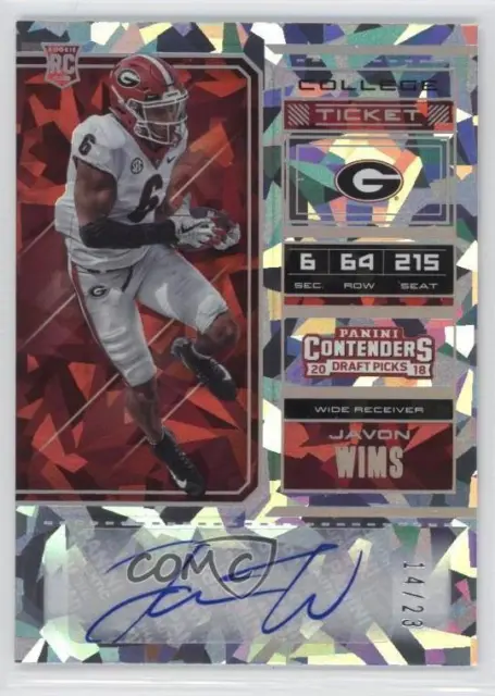 2018 Contenders Draft Picks Cracked Ice Ticket /23 Javon Wims Rookie Auto RC