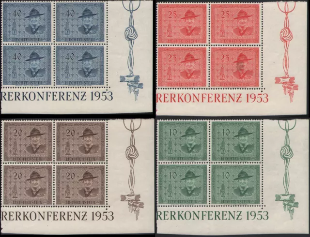 Liechtenstein #270-273 MNH Complete set of 4 Corner Blocks of 4 stamps Lot #2
