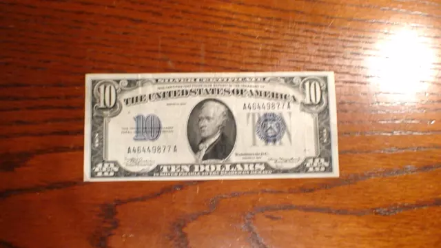 1934 TEN DOLLAR SILVER CERTIFICATE NOTE EXTRA FINE $10 Bill BUY IT NOW!