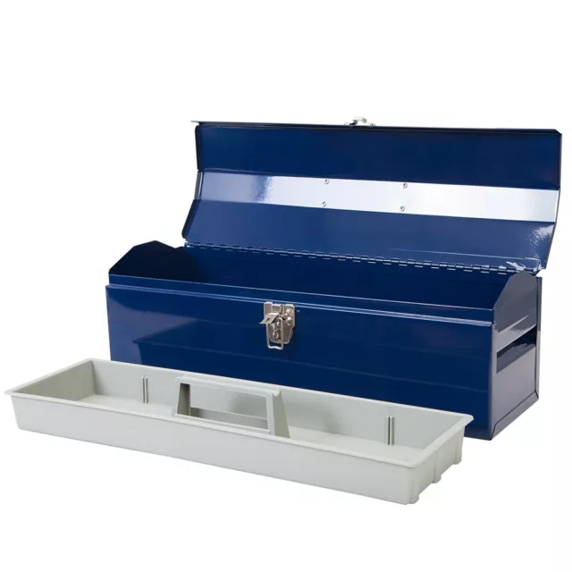 19& HIP ROOF Style Portable Steel Tool Box w/ Metal Latch Closure