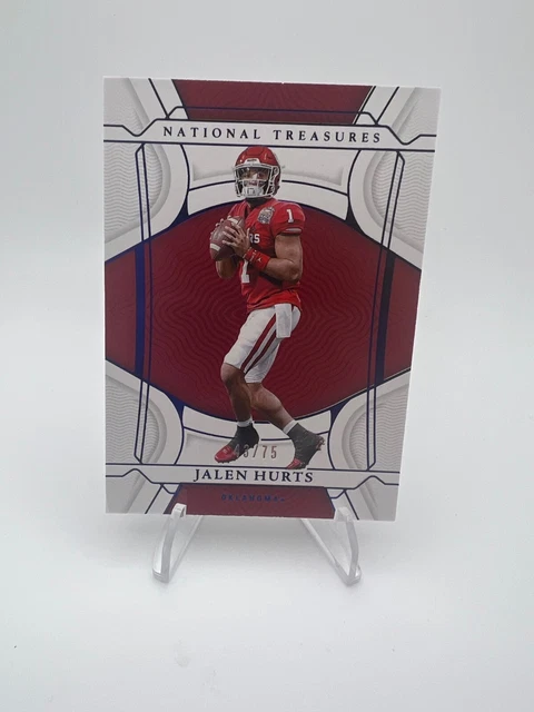 Jalen Hurts 2022 Panini National Treasures Collegiate Blue 43/75 Oklahoma Eagles