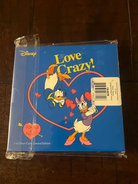 2016 Niue $2 Fine Silver Coin 1oz: Disney Love Crazy - Donald & Daisy NEW SEALED