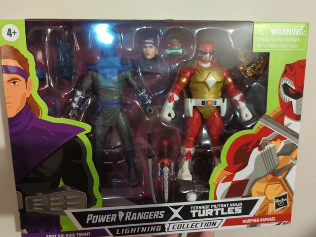 TMNT Ninja Turtles X MMPR Power Rangers Morphed Raphael + Foot Soldier Tommy New