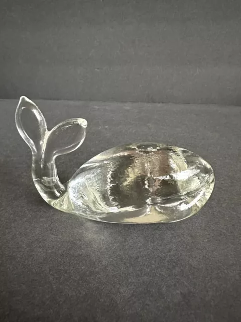 Clear Glass WHALE Paperweight Figurine Hand Blown Sculpture 4 in