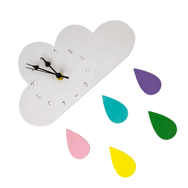 Horloge Murale Nuage En Bois Style Nordique - Décoration Enfant 30x20 Cm Fonctionne Sur Pile AAA