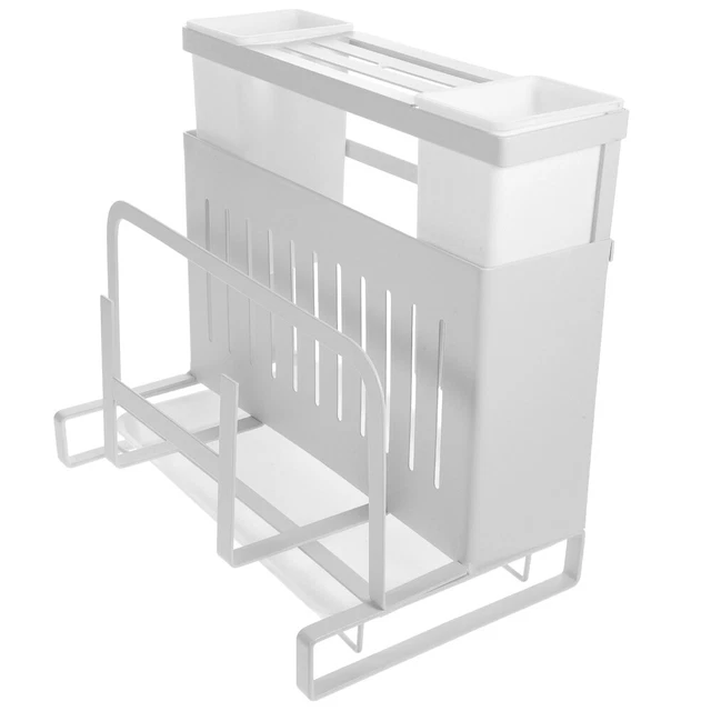 Soporte de cuchillo acero al carbono organizador para armarios de cocina blanco