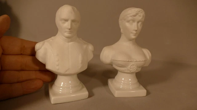 Paire De Bustes Napoléon Et Joséphine En Biscuit De Limoges, époque Vers 1950 9