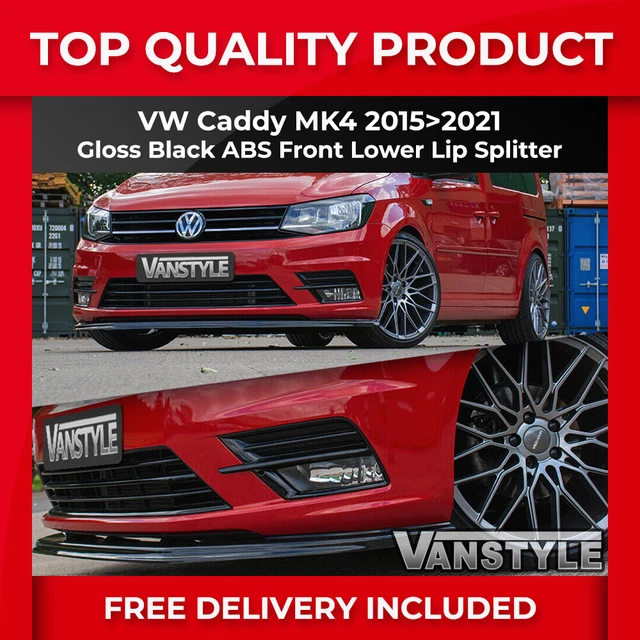 Fits Vw Caddy Mk4 15>21 Lower Front Abs Gloss Black Splitter Spoiler Bumper Lip
