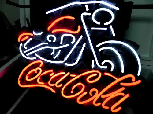 Coca Cola Motor Neon Sign For Home Bar Pub Club Man Cave Wall Decor 19x15